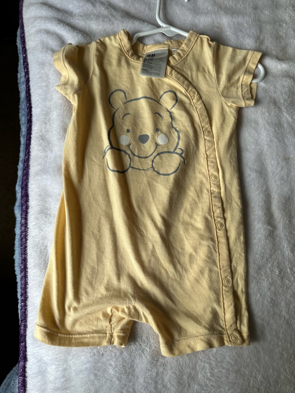 H&M Pale Yellow Baby Romper with Bear Face